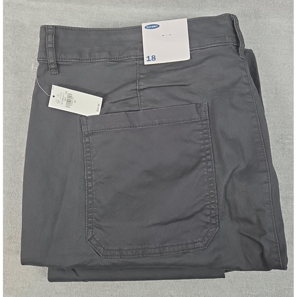 Old Navy Pants - OLD NAVY Crop Capri Chino Pants‎ Womens 18 Charcoal Gray Comfort Stretch NEW